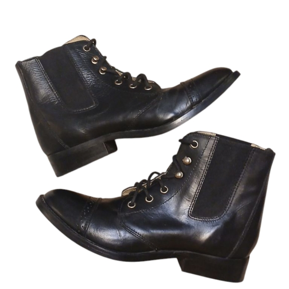 Charcoal Lace-Up Ankle Boots with Textured Upper - Picture 1 of 10